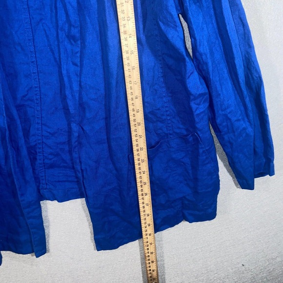 Chicos Travelers Cardigan Womens 3 Blue Long Sleeve Collared Neck Linen Casual - Picture 5 of 14